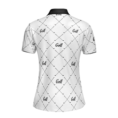 Golf In Black And White With Simple Golf Clubs Pattern Short Sleeve Women Polo Shirt, Basic Golf Shirt For Ladies - Hyperfavor
