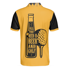 All You Need Is Beer & Golf Polo Shirt, Black And Yellow Argyle Pattern Golf Shirt For Men, Skull Golf Shirt - Hyperfavor