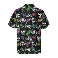 Skulls And Colorful Palm Leaves Hawaiian Shirt - Hyperfavor