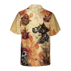 Pirate Skull Treasure Hunt Hawaiian Shirt - Hyperfavor
