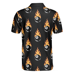 Flaming Billiard 8 Ball Polo Shirt, Basic Billiards Shirt Design For Men, Gift Idea For Billiards Lovers - Hyperfavor