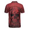 Skull Crow Black And Red Short Sleeve Polo Shirt, Dark Forrest Skull Crow Shirt For Men - Hyperfavor