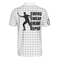 Tennis Polo Shirt, Check Pattern Short Sleeve Tennis Print Shirt, Gift For Stylish Tennis Players - Hyperfavor