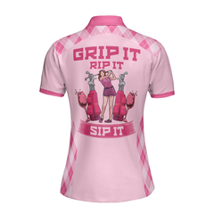 Grip It Rip It Sip It Golf V2 Short Sleeve Women Polo Shirt, Best Pink Golf Polo Shirt For Women - Hyperfavor
