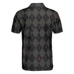 Elegant Argyle Pattern And Skull Golf Lover Polo Shirt V2, Black Skull Golf Shirt For Men - Hyperfavor
