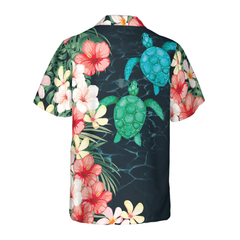 Tropical Sea Turtle And Flower Hawaiian Shirt - Hyperfavor
