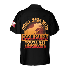 Dinosaur Poolasaurus Flame Skull Billiards Hawaiian Shirt - Hyperfavor