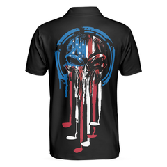 American Skull Golf Clubs Set Short Sleeve Black Golf Polo Shirt, Wet Paint American Flag Polo Shirt, Best Golf Shirt For Men - Hyperfavor