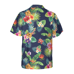 Tropical Pineapples & Palm Leaves Hawaiian Shirt - Hyperfavor