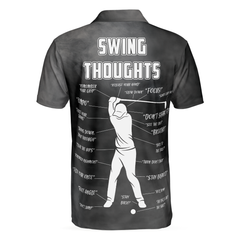 Swing Thoughts Short Sleeve Golf Polo Shirt, Black And Smoke Golfing Shirt, Funny Golf Shirt For Men - Hyperfavor