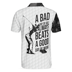 Bad Day Of Golf Polo Shirt, Black And White Skull Golf Shirt For Golfers, Funny Golf Shirt With Sayings - Hyperfavor