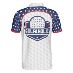 American Flag Golf Texture Short Sleeve Golf Polo Shirt, Golfaholic Polo Shirt, Patriotic Golf Shirt For Men - Hyperfavor
