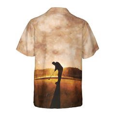 Playing Golf At Sunset Hawaiian Shirt - Hyperfavor