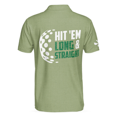 Hit 'Em Long & Straight Golf Course Pattern Polo Shirt, Elegant Golf Shirt For Men, Cool Gift For Golfers - Hyperfavor