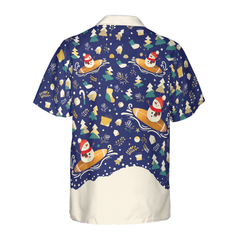 Hyperfavor Christmas Snowman Surfing Hawaiian shirt, Christmas Shirts Short Sleeve Button Down Shirt For Men And Women - Hyperfavor
