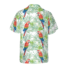 Macaw Parrots Green Palm Leaves Hawaiian Shirt - Hyperfavor