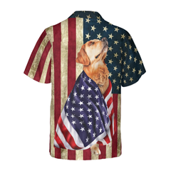 Golden Retriever American Flag Hawaiian Shirt - Hyperfavor