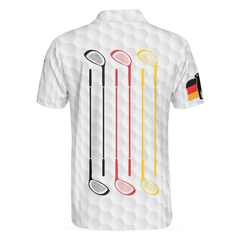 Golf German Flag Polo Shirt, White Golf Pattern Polo Shirt, Germany Golf Shirt For Men - Hyperfavor