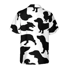 Black And White Dachshunds Pattern Hawaiian Shirt - Hyperfavor