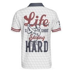 Life Is Short Swing Hard Golf Polo Shirt, Grey Argyle Polo Shirt For Golfers, Basic Golf Shirt Design - Hyperfavor