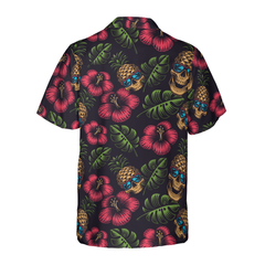 Pineapple Skull Black Hawaiian Shirt - Hyperfavor