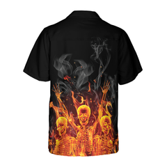 Fire Skeletons Night Party Hawaiian Shirt - Hyperfavor