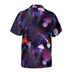 Bright Night Galaxy With Jellyfishes Hawaiian Shirt - Hyperfavor