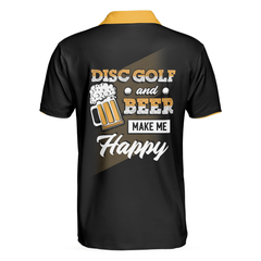 Disc Golf & Beer Make Me Happy Polo Shirt, Yellow Plaid Pattern Disc Golf Shirt, Funny Disc Golf Shirt With Sayings - Hyperfavor