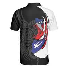 Coqui Puerto Rico Flag Polo Shirt, USA Shirt With Puerto Rico Flag, Puerto Rico State USA Shirt For Men And Women - Hyperfavor