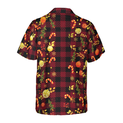 Hyperfavor Christmas Hawaiian Shirts For Men and Women, Christmas Red Plaid Pattern Hawaiian Shirt Button Down Shirt Short Sleeve - Hyperfavor