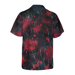 Artistic Gothic Skull Hawaiian Shirt For Men, Black and Red Goth Hawaiian Shirt - Hyperfavor