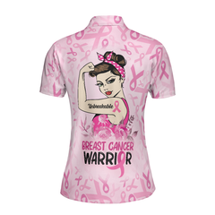 Unbreakable Breast Cancer Warrior Pink Breast Cancer Awareness Short Sleeve Women Polo Shirt - Hyperfavor