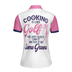 Cooking Is Like Golf Slice Chip And Put On Some Greens Women Polo Shirt, Argyle Pattern Funny Golf Polo Shirt For Ladies - Hyperfavor
