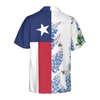 Royal Blue Bluebonnet Texas Hawaiian Shirt, Floral Texas Flag Shirt Vertical Version Italic Star, Proud Texas Shirt For Men - Hyperfavor