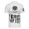 Grip It N' Rip It Golf Ball Texture Short Sleeve Polo Shirt, Ripped Skull Pattern Polo Shirt, Best Golf Shirt For Men - Hyperfavor
