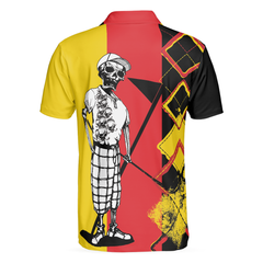 Golf Ich Mag Es German Flag Short Sleeve Polo Shirt, White Argyle Pattern Skeleton Golfing Polo Shirt, Best Golf Shirt For Men - Hyperfavor