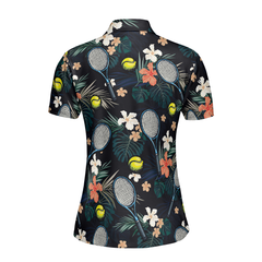 Tropical Floral Tennis Shirt For Women Short Sleeve Women Polo Shirt - Hyperfavor