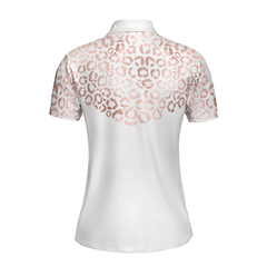 Rose Gold Leopard Pattern Shirt Short Sleeve Women Polo Shirt - Hyperfavor