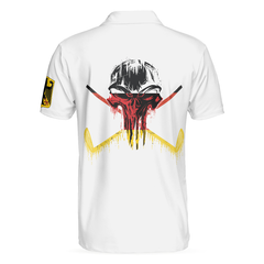 Golf Skull German Flag Short Sleeve Polo Shirt, Black Wet Paint Skull Polo Shirt, Germany Golf Shirt For Men - Hyperfavor
