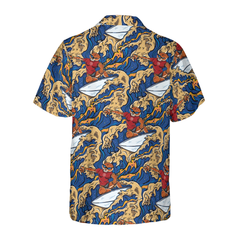 Tiger Surfer Roaring Waters Hawaiian Shirt - Hyperfavor
