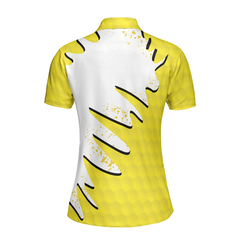 Sporty And Cutie Golf Girl Golf Short Sleeve Women Polo Shirt, White And Yellow Golf Shirt For Ladies - Hyperfavor