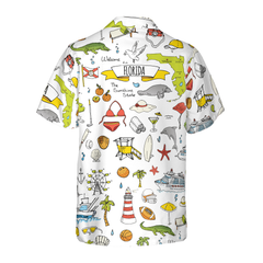 Florida In Hand Drawn Doodle Style USA Hawaiian Shirt - Hyperfavor