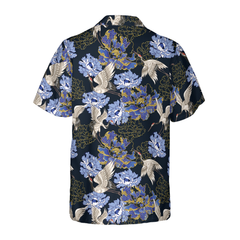 Japanese White Cranes Hawaiian Shirt - Hyperfavor