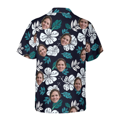 Funny Custom Face Floral Pattern seamless 01 Custom Hawaiian Shirt - Hyperfavor