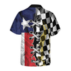 Black And White Texas Racing Flag Hawaiian Shirt, State Of Texas Flag Shirt, Proud Texas Home Shirt For Men - Hyperfavor