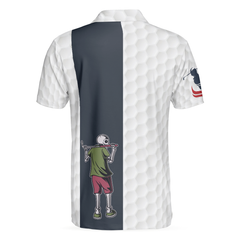 Youngster Skeleton Golf Lover American Flag Polo Shirt, White American Flag Golf Shirt For Men - Hyperfavor