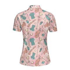 Pink And Elegant Seamless Pattern Golf Short Sleeve Women Polo Shirt - Hyperfavor