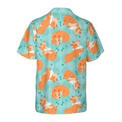 Sleeping Corgi Dreams About Bones Hawaiian Shirt - Hyperfavor