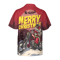Hyperfavor Christmas Hawaiian Shirts, Santa Motobike Shirt Short Sleeve, Christmas Shirt Idea Gift For Men And Women - Hyperfavor