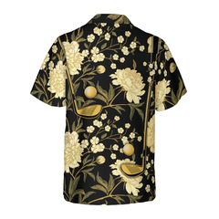 Luxury Black And Gold Floral Golf Club And Ball Hawaiian Shirt - Hyperfavor